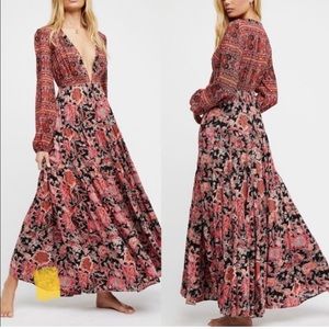 Free People Floral Dove Long Sleeve Maxi Dress
